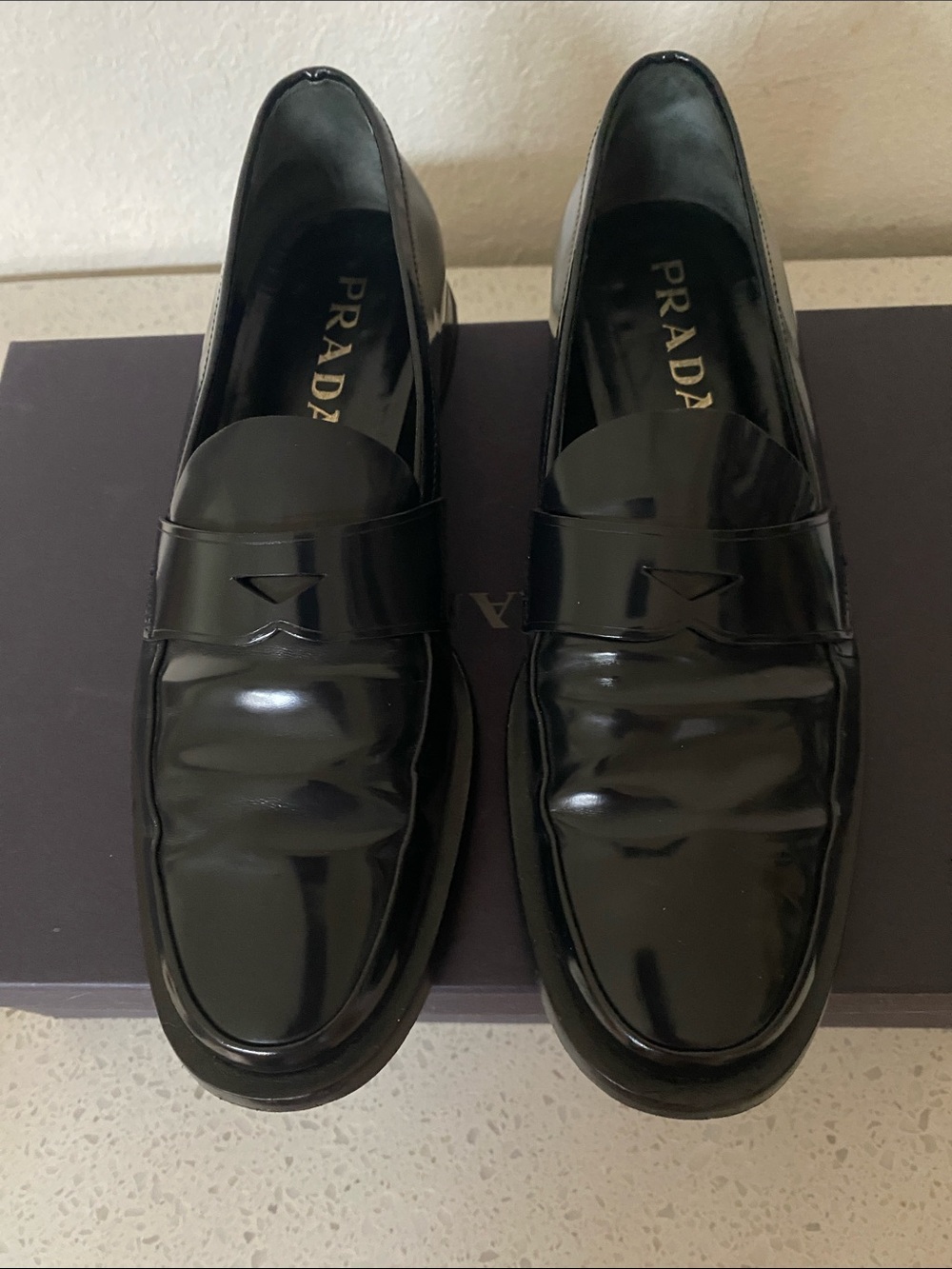 Prada Black Patent Leather women’s Slip-On Loafers